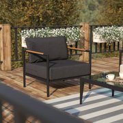 Flash Furniture Black Teak Accented Patio Chair with Cushions GM-201027-1S-CH-GG